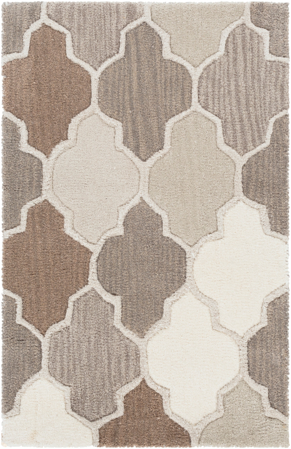Oasis OAS-1088 Cottage Wool Rug OAS1088-69 Medium Gray, Light Gray, Taupe, Dark Brown, Khaki, Cream 100% Wool 6' x 9'