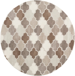 Oasis OAS-1088 Cottage Wool Rug OAS1088-6RD Medium Gray, Light Gray, Taupe, Dark Brown, Khaki, Cream 100% Wool 6' Round