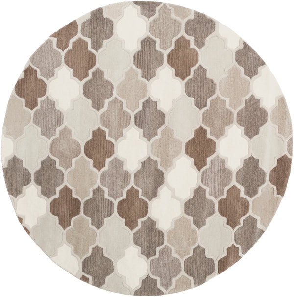 Oasis OAS-1088 Cottage Wool Rug OAS1088-6RD Medium Gray, Light Gray, Taupe, Dark Brown, Khaki, Cream 100% Wool 6' Round