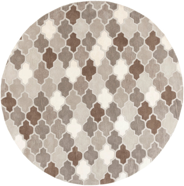 Oasis OAS-1088 Cottage Wool Rug OAS1088-8RD Medium Gray, Light Gray, Taupe, Dark Brown, Khaki, Cream 100% Wool 8' Round