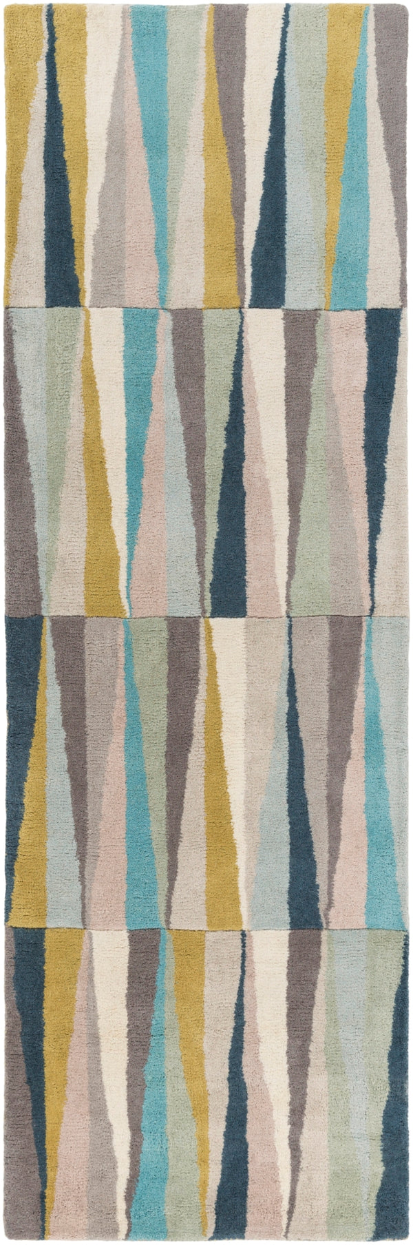 Oasis OAS-1095 Modern Wool Rug OAS1095-268 Aqua, Sky Blue, Beige, Charcoal, Silver Gray, Sage, Camel, Mustard 100% Wool 2'6" x 8'