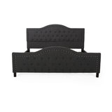 Virgil Fully-Upholstered Traditional King-Sized Bed Frame, Dark Gray Noble House