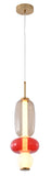 Bethel White, Grey, & Red LED Pendant in Metal & Glass