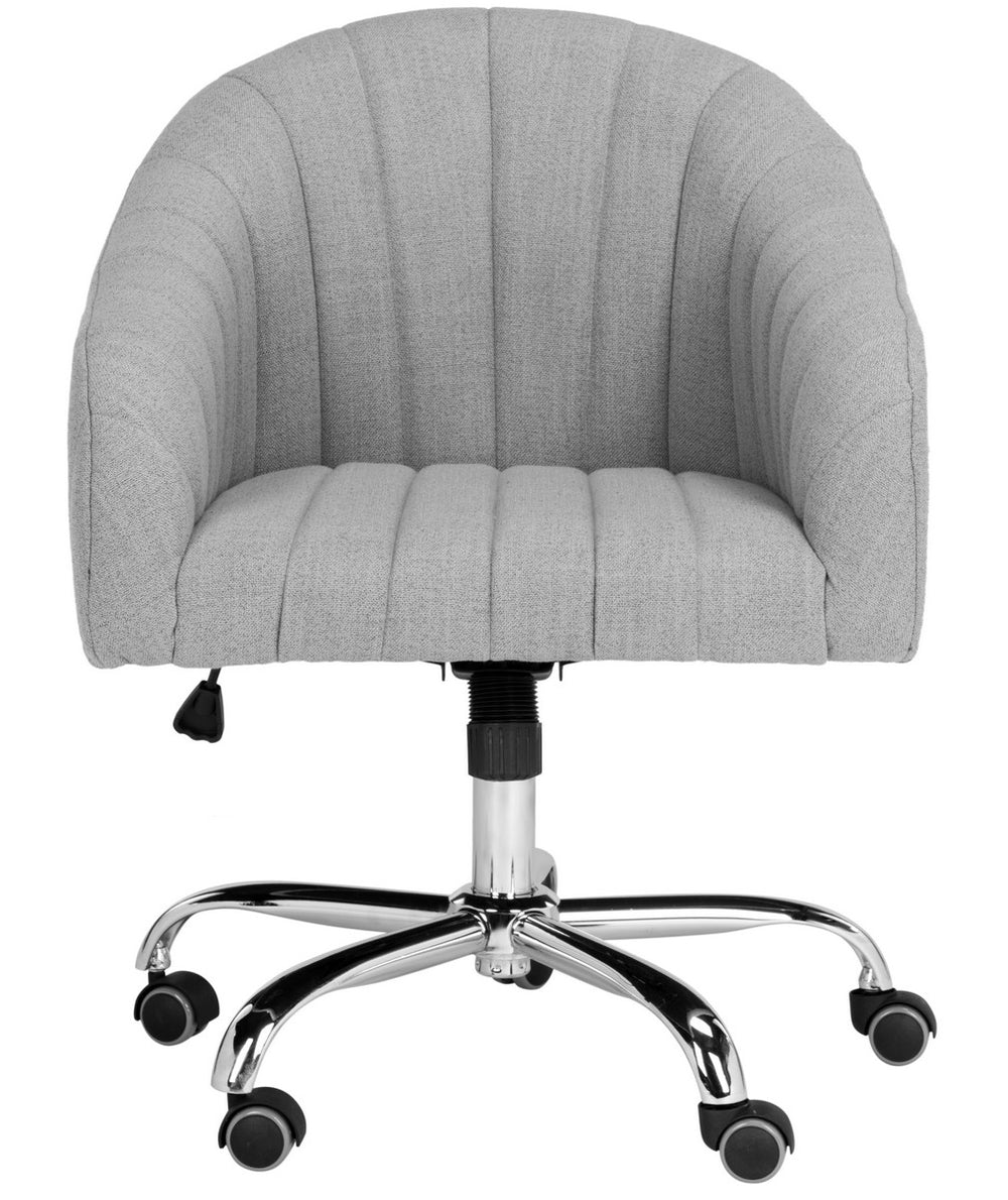 Safavieh Themis Office Chair Linen Chrome Leg Swivel Grey Metal Electroplating Iron OCH4503A 889048413603