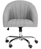 Safavieh Themis Office Chair Linen Chrome Leg Swivel Grey Metal Electroplating Iron OCH4503A 889048413603