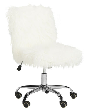Safavieh Whitney Office Chair Faux Sheepskin Leg Swivel White Chrome Metal Electroplating Iron OCH4505A 889048294998