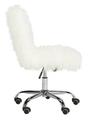 Safavieh Whitney Office Chair Faux Sheepskin Leg Swivel White Chrome Metal Electroplating Iron OCH4505A 889048294998