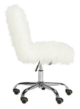 Safavieh Whitney Office Chair Faux Sheepskin Leg Swivel White Chrome Metal Electroplating Iron OCH4505A 889048294998