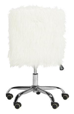 Safavieh Whitney Office Chair Faux Sheepskin Leg Swivel White Chrome Metal Electroplating Iron OCH4505A 889048294998