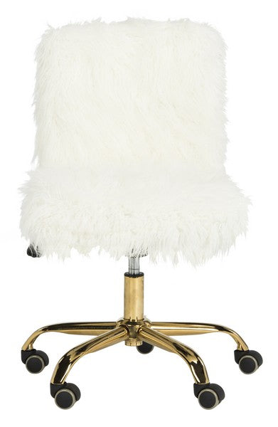 Safavieh Whitney Office Chair Faux Sheepskin Leg Swivel White Gold Metal Electroplating Iron OCH4505B 889048295315