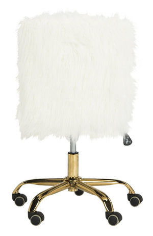 Safavieh Whitney Office Chair Faux Sheepskin Leg Swivel White Gold Metal Electroplating Iron OCH4505B 889048295315