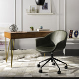 Safavieh Ember Office Chair Green Black Powder Coating Plywood Foam Iron PU OCH7002A 889048316034