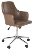 Safavieh Cadence Office Chair Swivel Brown Chrome Metal Plating CA Foam Iron PU OCH7500A 889048494817