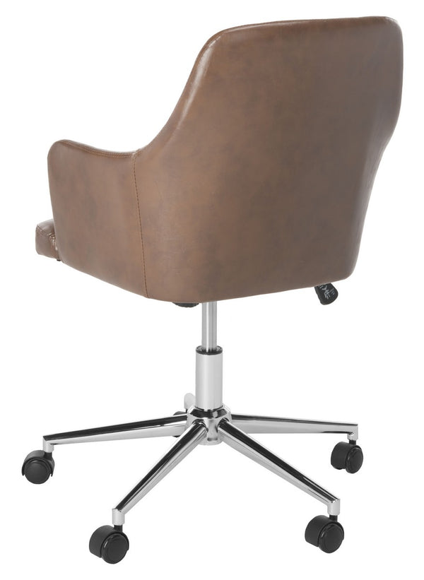Safavieh Cadence Office Chair Swivel Brown Chrome Metal Plating CA Foam Iron PU OCH7500A 889048494817