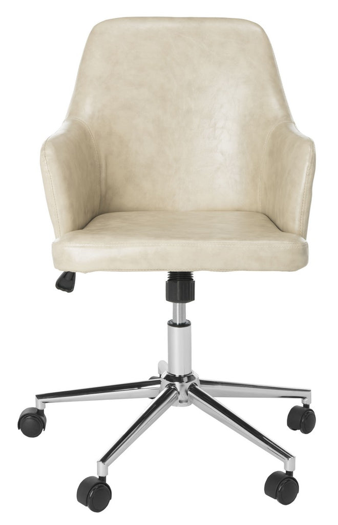 Safavieh Cadence Office Chair Swivel Beige Chrome Metal Plating CA Foam Iron PU OCH7500B 889048494824