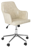 Safavieh Cadence Office Chair Swivel Beige Chrome Metal Plating CA Foam Iron PU OCH7500B 889048494824