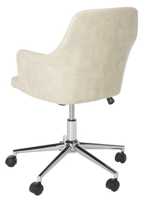 Safavieh Cadence Office Chair Swivel Beige Chrome Metal Plating CA Foam Iron PU OCH7500B 889048494824