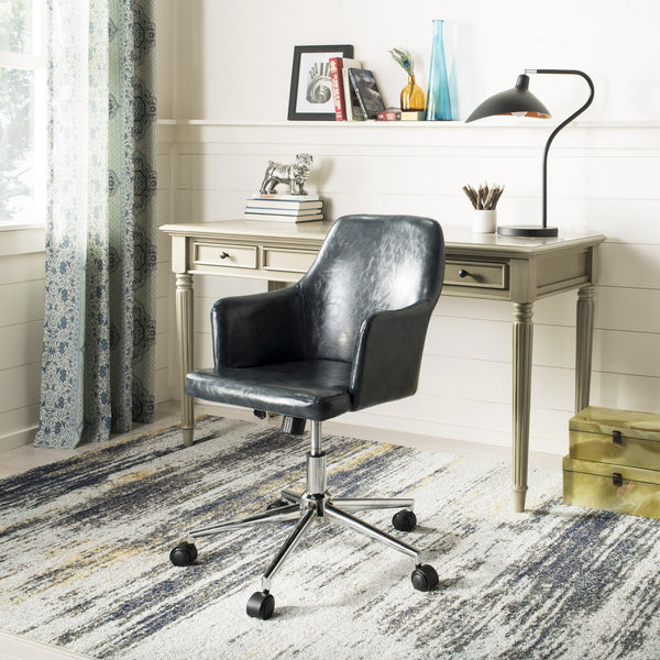 Safavieh Cadence Office Chair Swivel Dark Grey Chrome Metal Plating CA Foam Iron PU OCH7500C 889048494831