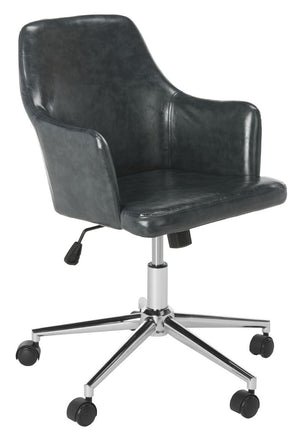 Safavieh Cadence Office Chair Swivel Dark Grey Chrome Metal Plating CA Foam Iron PU OCH7500C 889048494831