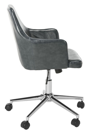 Safavieh Cadence Office Chair Swivel Dark Grey Chrome Metal Plating CA Foam Iron PU OCH7500C 889048494831