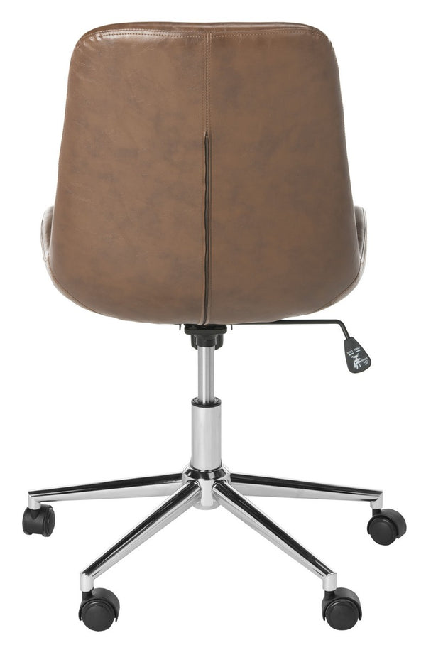 Safavieh Fletcher Office Chair Swivel Brown Chrome Metal Plating CA Foam Iron PU OCH7501A 889048494947