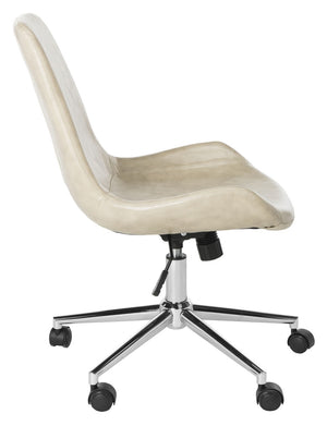 Safavieh Fletcher Office Chair Swivel Beige Chrome Metal Plating CA Foam Iron PU OCH7501B 889048494954