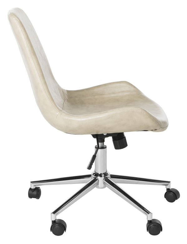Safavieh Fletcher Office Chair Swivel Beige Chrome Metal Plating CA Foam Iron PU OCH7501B 889048494954