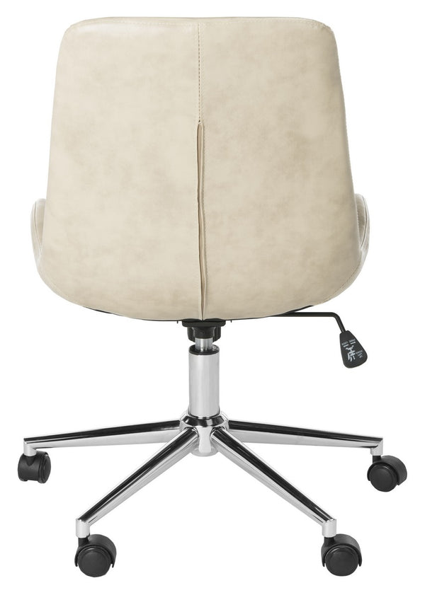 Safavieh Fletcher Office Chair Swivel Beige Chrome Metal Plating CA Foam Iron PU OCH7501B 889048494954
