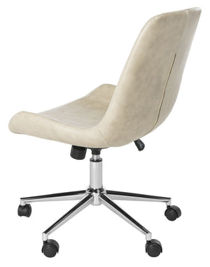 Safavieh Fletcher Office Chair Swivel Beige Chrome Metal Plating CA Foam Iron PU OCH7501B 889048494954