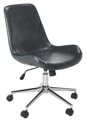Safavieh Fletcher Office Chair Swivel Dark Grey Chrome Metal Plating CA Foam Iron PU OCH7501C 889048494961