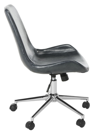 Safavieh Fletcher Office Chair Swivel Dark Grey Chrome Metal Plating CA Foam Iron PU OCH7501C 889048494961