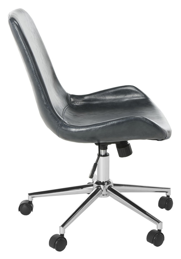 Safavieh Fletcher Office Chair Swivel Dark Grey Chrome Metal Plating CA Foam Iron PU OCH7501C 889048494961