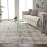 Nourison Rustic Textures RUS06 Painterly Machine Made Power-loomed Indoor Area Rug Ivory/Blue 7'10" x 10'6" 99446476388