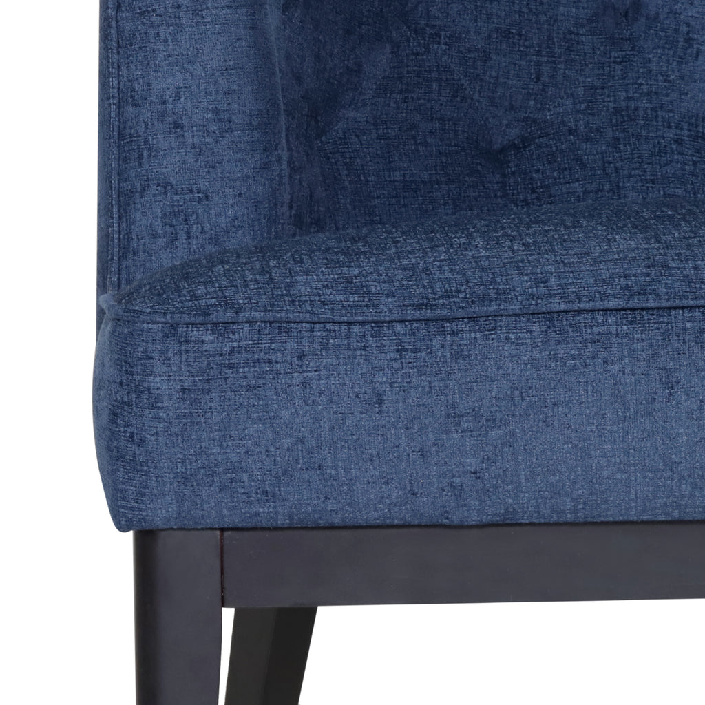 Clough Contemporary Fabric Tufted Accent Chairs, Navy Blue and Dark Brown Noble House
