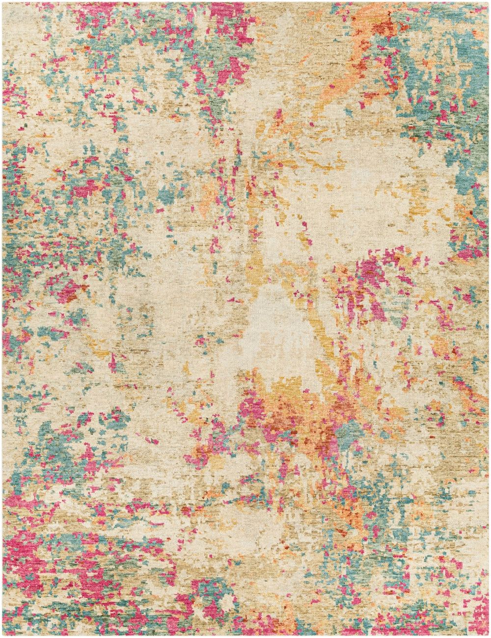 Odyssey ODY-2302 Modern Wool Rug ODY2302-912 Olive, Khaki, Teal, Peach, Burnt Orange, Bright Pink, Taupe, Beige 100% Wool 9' x 12'