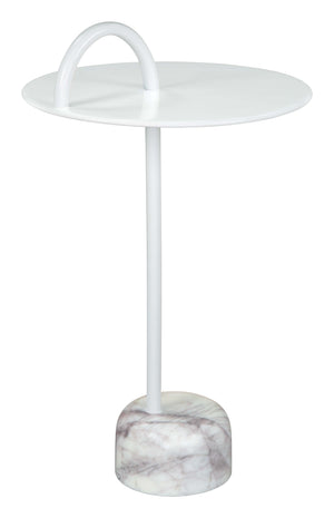 Zuo Modern Will Iron, Marble Modern Commercial Grade Side Table White, Multicolor Iron, Marble