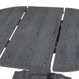 Noble House Andrea French Country Wood 5-Piece Expandable Oval Dining Set, Gray and Black