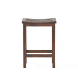 Amantani Outdoor Mahogany Brown Finish Acacia Wood Counter Stool Noble House