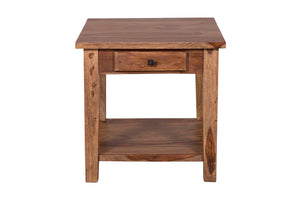Porter Designs Taos Solid Sheesham Wood Natural End Table Brown 05-196-24-9010H