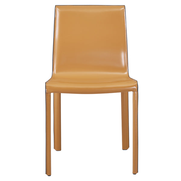 Gervin Recycled Leather Chair Set of 2 - Modern Minimalist Design with Sturdy Steel Frame