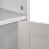 Noble House Heineberg Modern Free Standing Bathroom Linen Tower Storage Cabinet, Light Gray