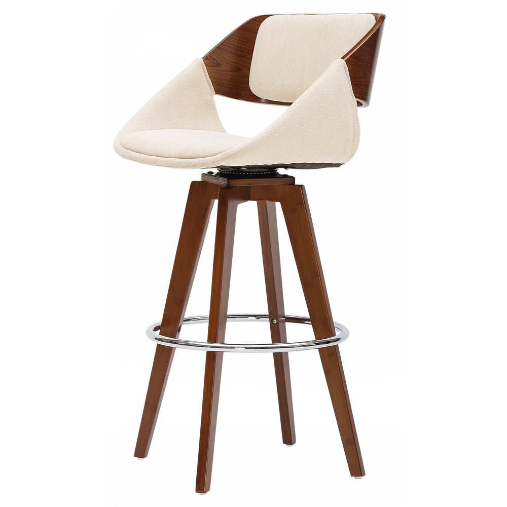 Cyprus 360-Degree Swivel Bar Stool with Mid-Century Design, Comfortable Cushions & Chrome Base