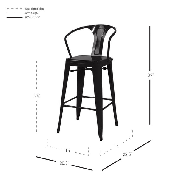 Metropolis Metal Counter Stool - Set of 4 - Black