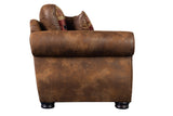 Porter Designs Hunter Wildlife Pattern Reversible to Leather-Look Transitional Loveseat Brown 01-33C-02-8020