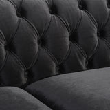 Parkhurst Tufted Chesterfield Velvet 3 Seater Sofa, Black and Dark Brown Noble House