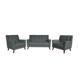 Candace Mid Century Modern Fabric Arm Chair and Loveseat Set, Dark Gray Noble House