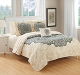 Raina Beige King 4pc Quilt Set