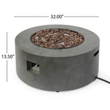 Noble House Hobbs Outdoor Iron Circular Fire Pit, Concrete Finish