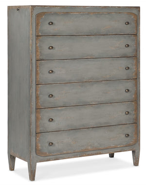 Hooker Furniture CiaoBella Casual Ciao Bella Six-Drawer Chest- Speckled Gray in Poplar and Hardwood Solids with Maple Veneer, Cedar and Felt Panel 5805-90010-95