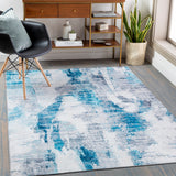 Olivia OLV-2305 Modern Polyester Rug OLV2305-912 Sky Blue, Dark Blue, Ivory, Medium Gray 100% Polyester 9' x 12'